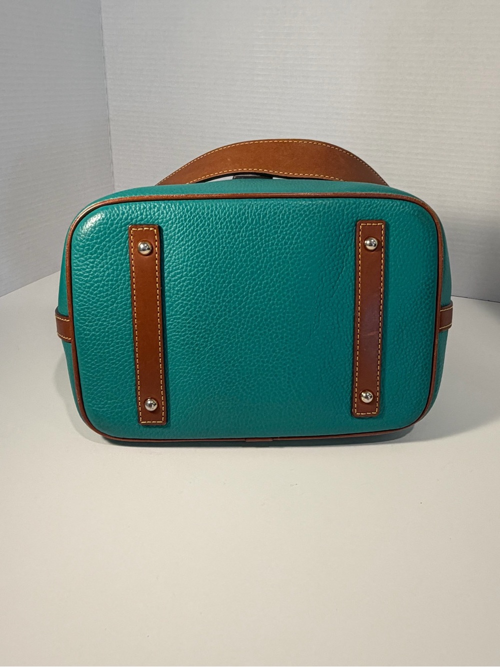 Dooney & Bourke Pebble Grain Leather Tasha Drawstring Shoulder Bag - Teal - Picture 6 of 9